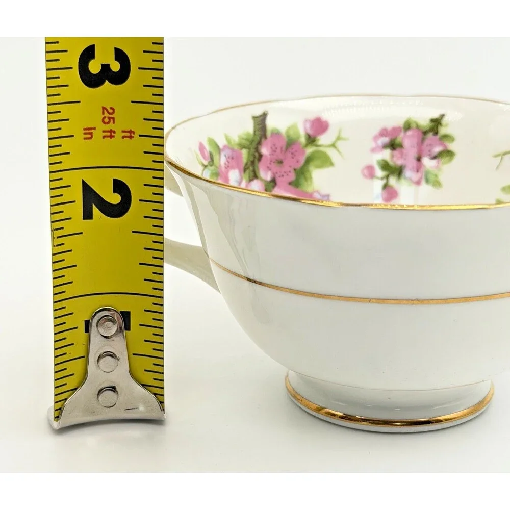Royal Chelsea England Fine Bone China Tea Cup & Saucer Set Pink Floral Gold Trim